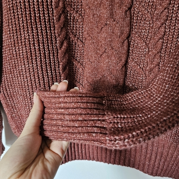 Maurices terracotta mock turtleneck cableknit side-slit sweater Size S - Picture 3 of 8